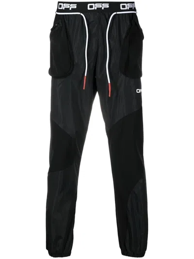 Pre-owned Off-white Men's Off Off Active Technical Joggersin Black/white