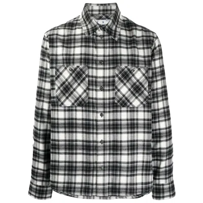 Pre-owned Off-white Men's Off Off Allover Check Flannel Arrow Shirtin Black/white In Multi