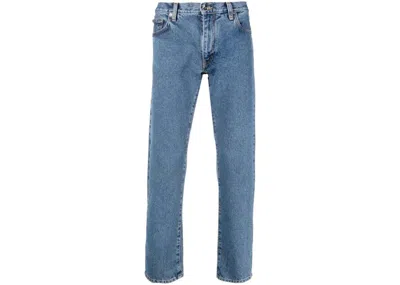 Pre-owned Off-white Men's Off Off Arrows Logo Slimfit Jeansin Medium Blue/white
