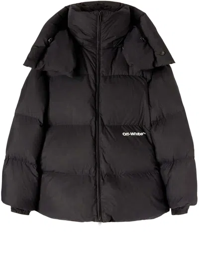 Pre-owned Off-white Men's Off Off Bounce Hooded Down Pufferin Black/white In Multi