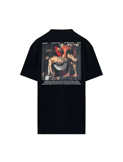 Pre-owned Off-white Men's Off Off Carav Deposition Over Short Sleeve Tee Shirtin Black/white In Multi