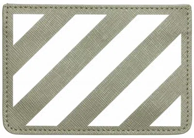 Pre-owned Off-white Men's Off Off Card Case Binder Diag Saffin Military/white