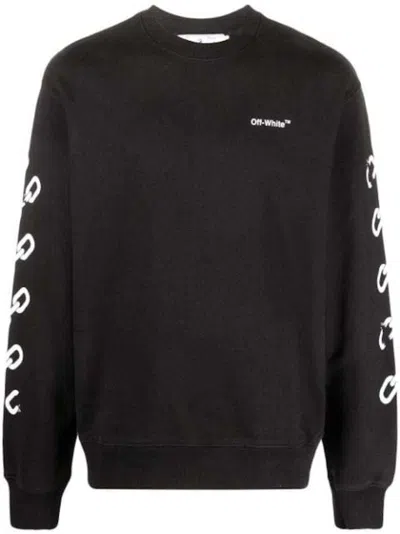 Pre-owned Off-white Men's Off Off Chain Arr Slim Crewneck Sweatshirt In Black/white In Multi