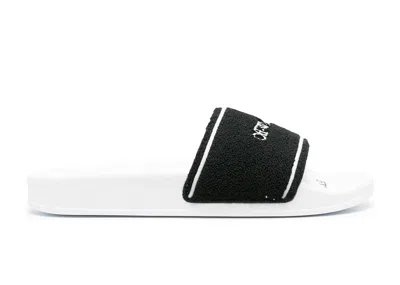 Pre-owned Off-white Men's Off Off Chenille Slide Logo Embroidered Sneakers In Black/white