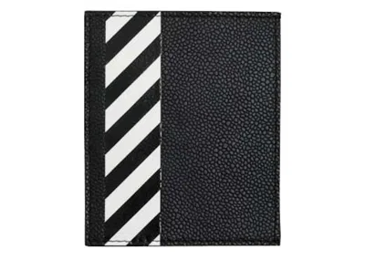 Pre-owned Off-white Men's Off Off Diag Card Holderin Black/white