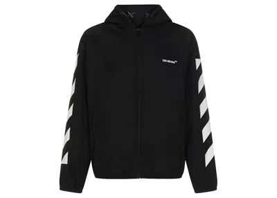Pre-owned Off-white Men's Off Off Diag Light Padded Pufferin Black/white In Multi