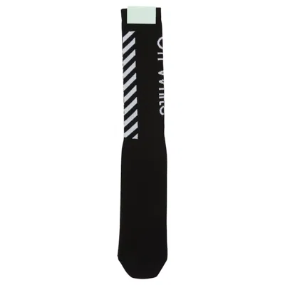 Pre-owned Off-white Men's Off Off Diag Logo Intarsia Stretch Socksin Black/white In Multi