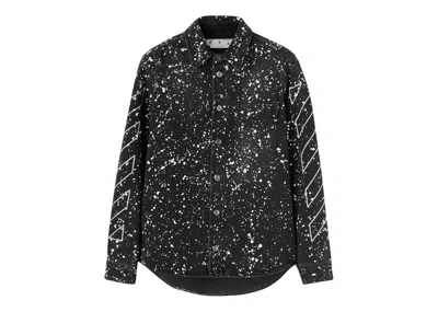 Pre-owned Off-white Men's Off Off Diag Outl Paint Denim Shirtin Black/white