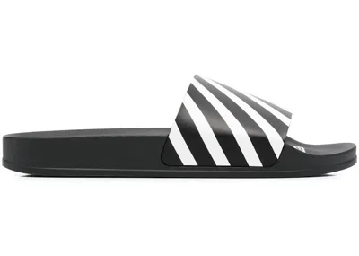 Pre-owned Off-white Men's Off Off Diag Slider Sneakers In Black/white
