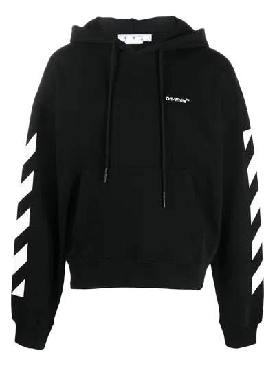 Pre-owned Off-white Men's Off Off Diagonal Helvetica Oversized Hoodiein Black/white