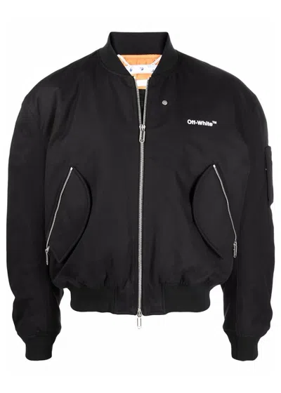 Pre-owned Off-white Men's Off Off Diagstripe Bomber Jacketin Black/white