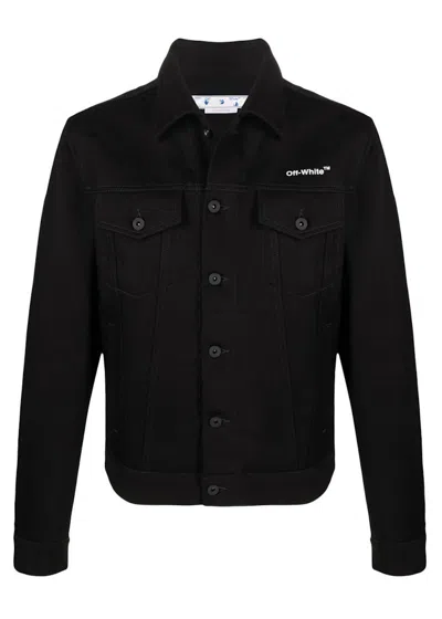 Pre-owned Off-white Men's Off Off Diagstripe Denim Jacketin Black/white