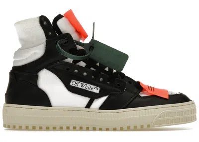Pre-owned Off-white Men's Off Off Off Court 3.0 Leather Canvas Sneakers In Black/white