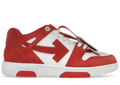 Pre-owned Off-white Men's Off Off Out Of Office "ooo" Low Tops Suede Sneakers In Brick Red/white