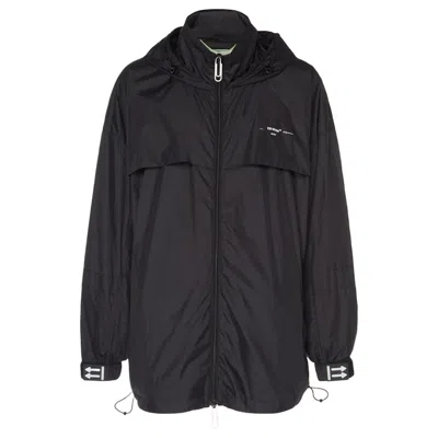 Pre-owned Off-white Men's Off Off Oversized Windbreaker Jacketin Black/white In Multi