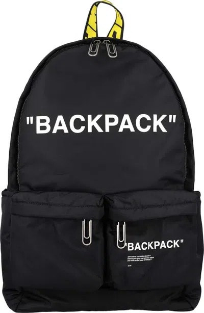 Pre-owned Off-white Men's Off Off Quote Nylon Backpackin Black/white
