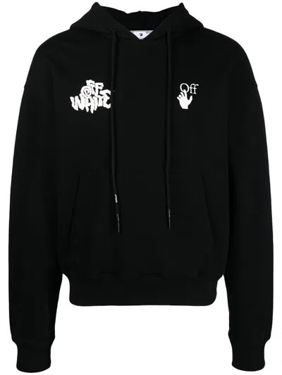 Pre-owned Off-white Men's Off Off Red Tongue Hoodiein Black/white In Multi
