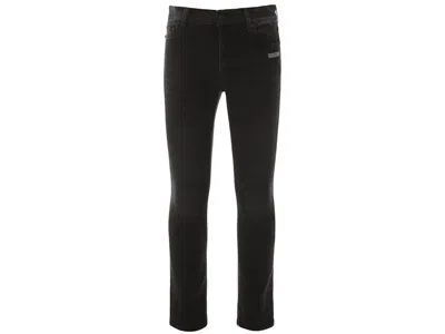 Pre-owned Off-white Men's Off Off Skinny Fit Denim Jeansin Black/white