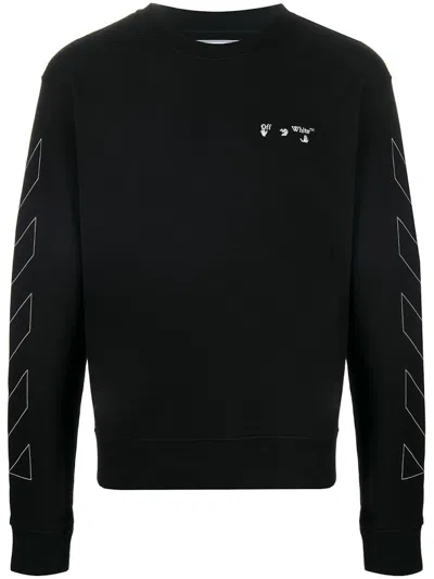 Pre-owned Off-white Men's Off Off Slim Fit Diag Logo Sweatshirtin Black/white In Multi