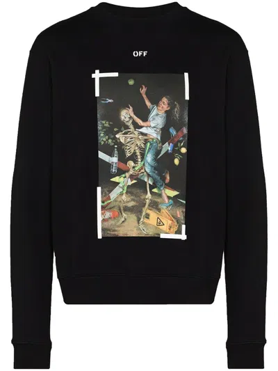 Pre-owned Off-white Men's Off Off Slim Fit Pascal Crewneck Sweatshirtin Black/white