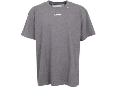 Pre-owned Off-white Men's Off Off Slim Fit Wavy Line Tshirtin Melange Grey/white In Multi
