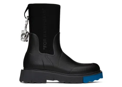 Pre-owned Off-white Men's Off Off Sponge Rubber Rain Boot For Rainy Days Sneakers In Black/white/blue