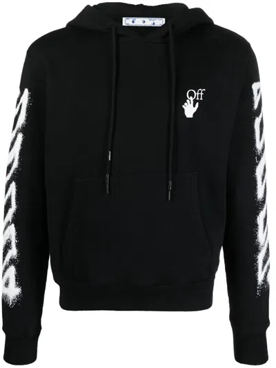 Pre-owned Off-white Men's Off Off Spray Marker Hoodiein Black/white