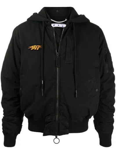 Pre-owned Off-white Men's Off Off Stencil Vintage Bomber Jacketin Black/white In Multi