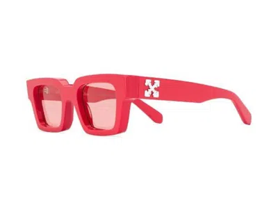 Pre-owned Off-white Men's Off Off Virgil Square Frame Arrows Plaque Sunglasses/ Tint (omri002s209040202000) In Red/white