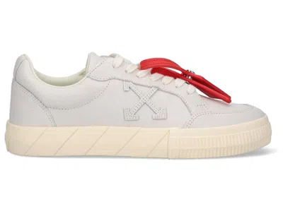 Pre-owned Off-white Men's Off Off Vulc Leather Sneaker Sneakers In Grey/white In Multi