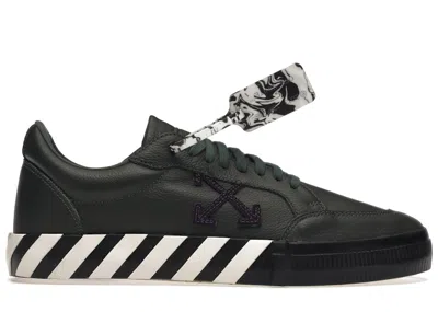 Pre-owned Off-white Men's Off Off Vulc Low Dark Green Leather Sneakers In Black/white/purple In Multi