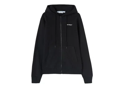 Pre-owned Off-white Men's Off Off Wave Outl Diagonal Slim Zip Hoodiein Black/white In Multi