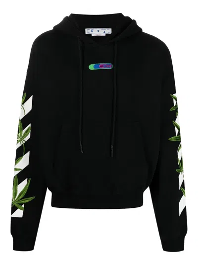 Pre-owned Off-white Men's Off Off Weed Arrows Oversized Hoodie In Black/white/green