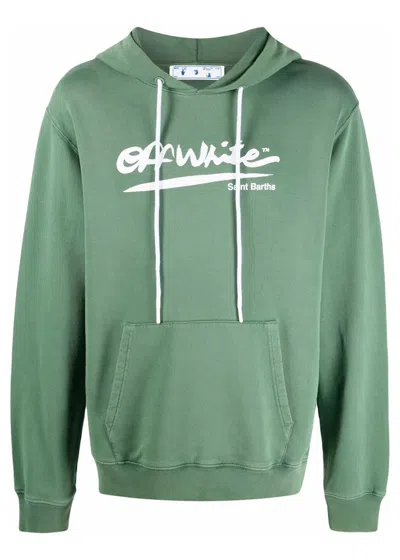 Pre-owned Off-white Men's Off Off X Eden Rock St. Barths Arrows Motif Print Hoodiein Green/white