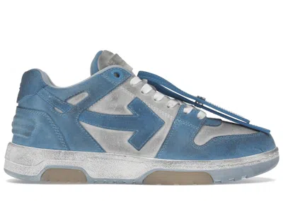 Pre-owned Off-white Men's Off Ooo Low Out Of Office Suede Sneakers In White/light Blue