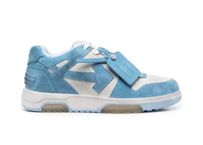 Pre-owned Off-white Men's Off Ooo Low Out Of Office Vintage Suede Sneakers In White/light Blue