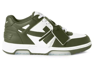Pre-owned Off-white Men's Off Out Of Office Ooo Low Tops Sneakers In White/military Green