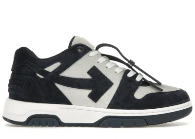 Pre-owned Off-white Men's Off Out Of Office Ooo Low Tops Suede Sneakers In White/navy Blue In Multi