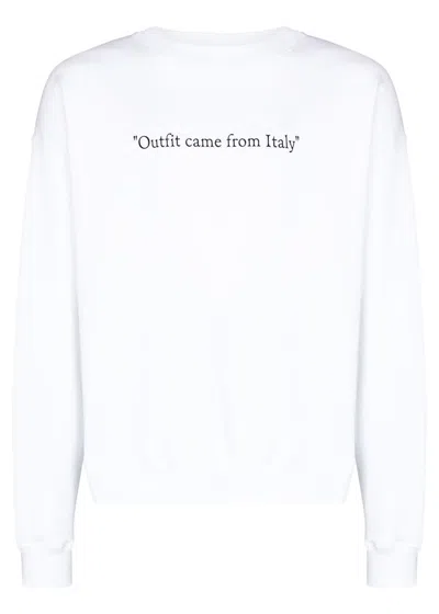 Pre-owned Off-white Men's Off "outfit Came From Italy" Print Crewneck Sweatshirt In White/black