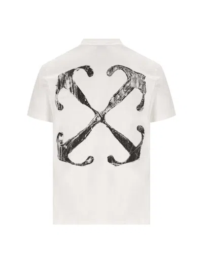 Pre-owned Off-white Men's Off Scratch Arrow Slim Fit T-shirt In White