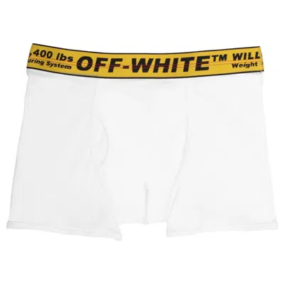 Pre-owned Off-white Men's Off Single Pack Stretch Cotton Boxer Briefs In White/yellow/black In Multi