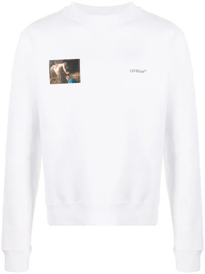 Pre-owned Off-white Men's Off Slim Fit Caravaggio Angel Sweatshirt In White/black In Multi