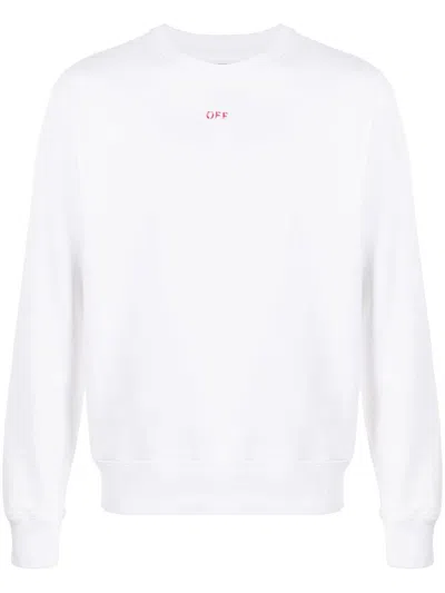 Pre-owned Off-white Men's Off Slim Fit Stencil Crewneck Sweatshirt In White/red In Multi