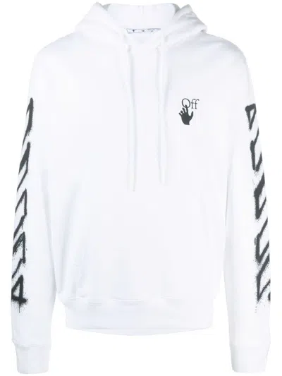 Pre-owned Off-white Men's Off Spray Marker Hoodie In White/black