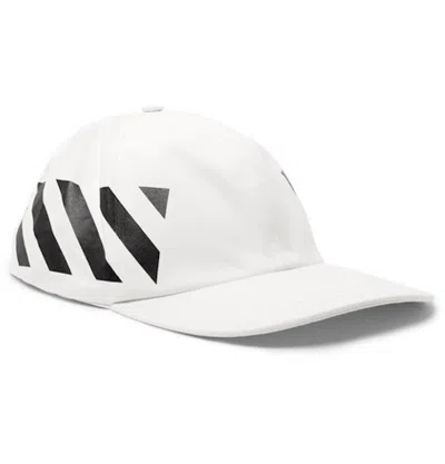 Pre-owned Off-white Men's Off Striped Diag Baseball Hat In White/black