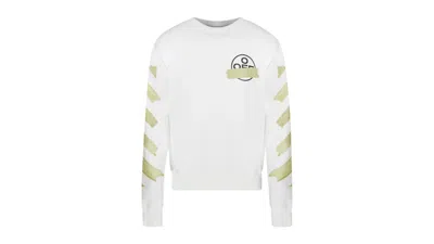 Pre-owned Off-white Men's Off Tape Logo Sweatshirt In White