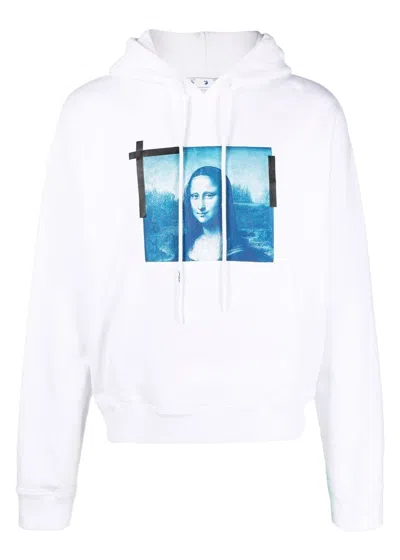 Pre-owned Off-white Men's Off Taped Mona Lisa Over Hoodie In White/black/blue In Multi