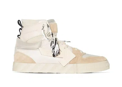Pre-owned Off-white Men's Off Vulc High Top Suede Sneakers In White/beige In Multi