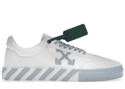 Pre-owned Off-white Men's Off Vulc Low Cotton Sneakers In White/light Blue In Multi