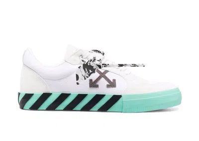 Pre-owned Off-white Men's Off Vulc Low Sneakers In White/grey/mint Green